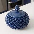Biscottiera a Pigna in Ceramica di Caltagirone Ø 20 cm — Blu Intenso