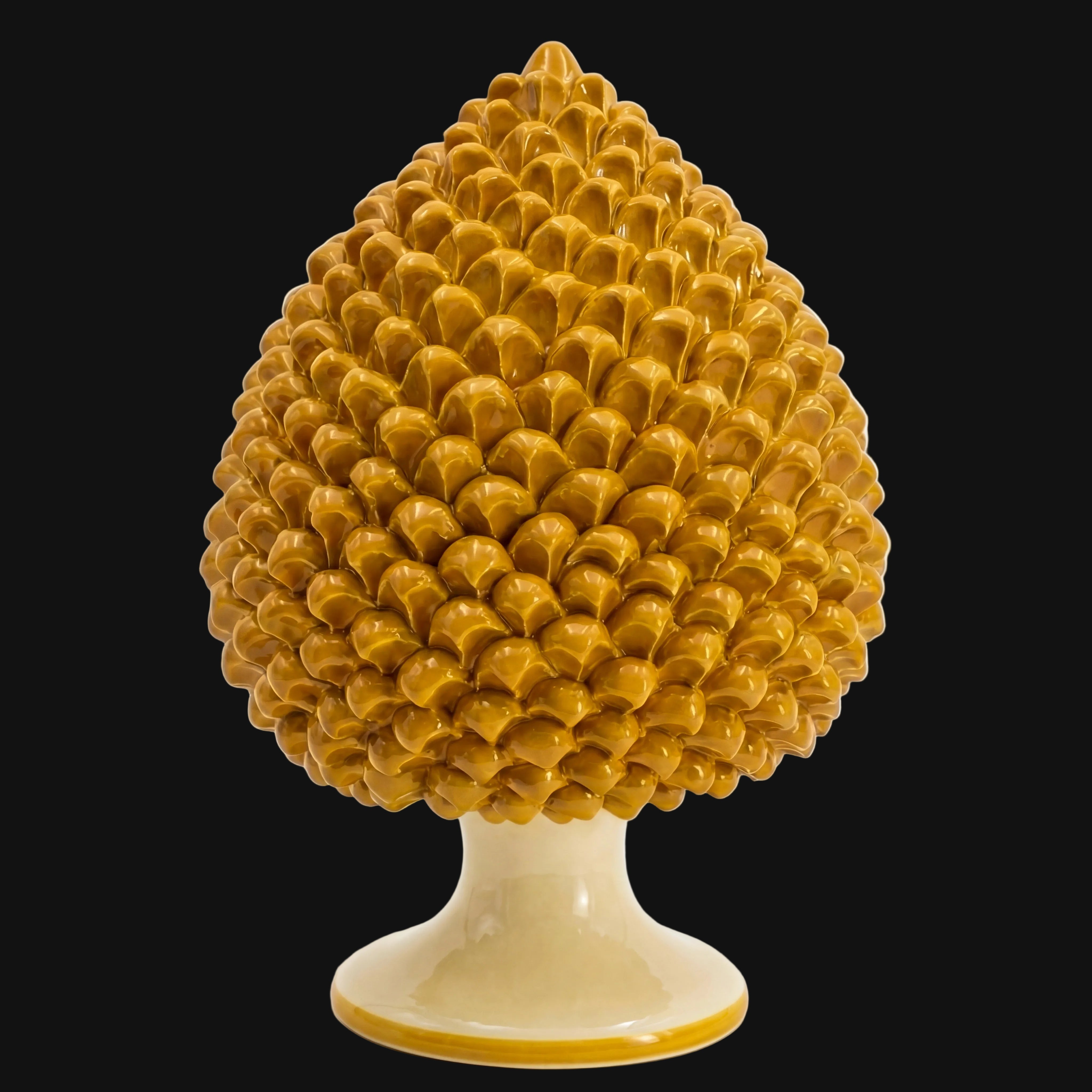 Pigna artigianale di Caltagirone modellata a mano altezza 15/40 Gialla/arancio