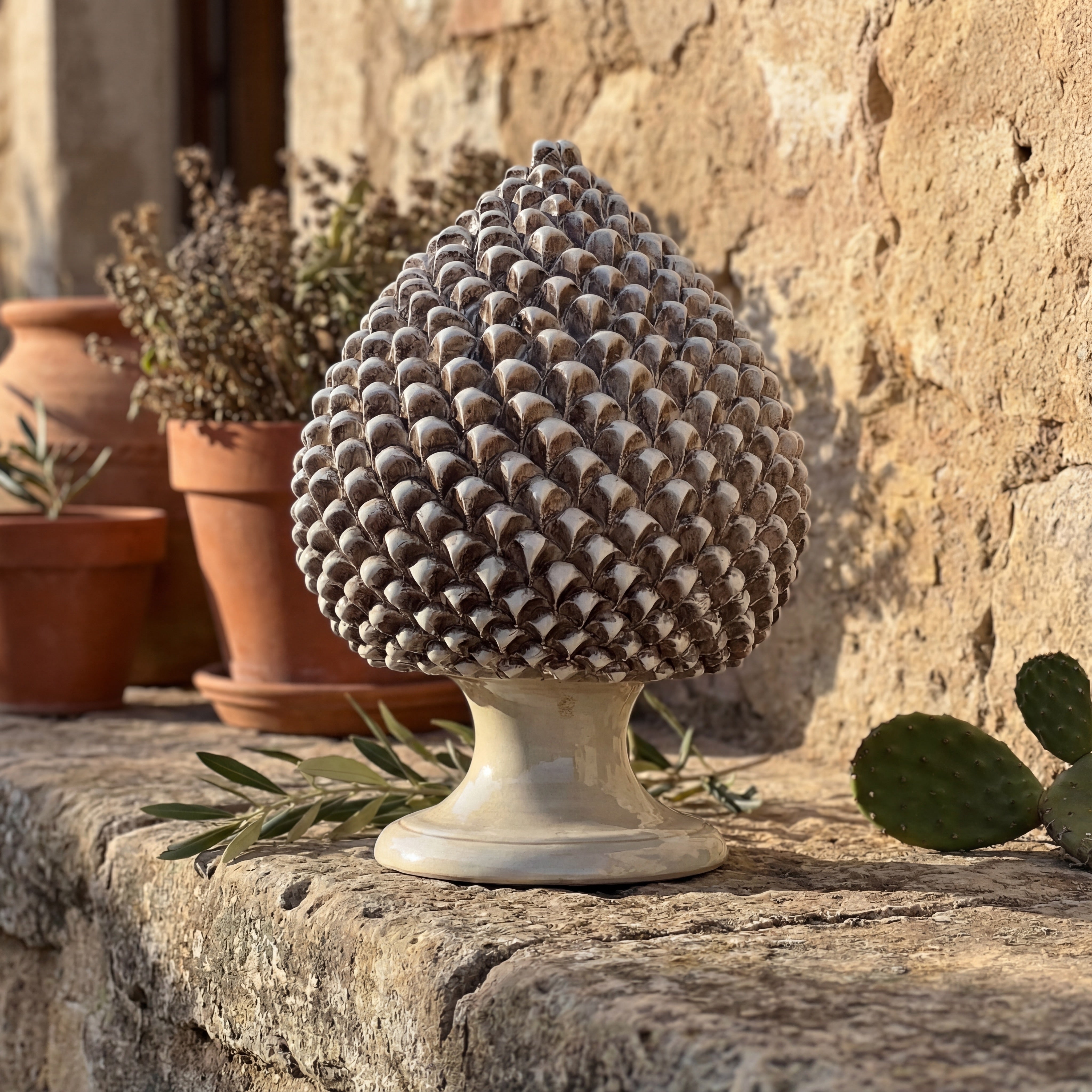 Pigna Siciliana Decoro Madreperla Antichizzato