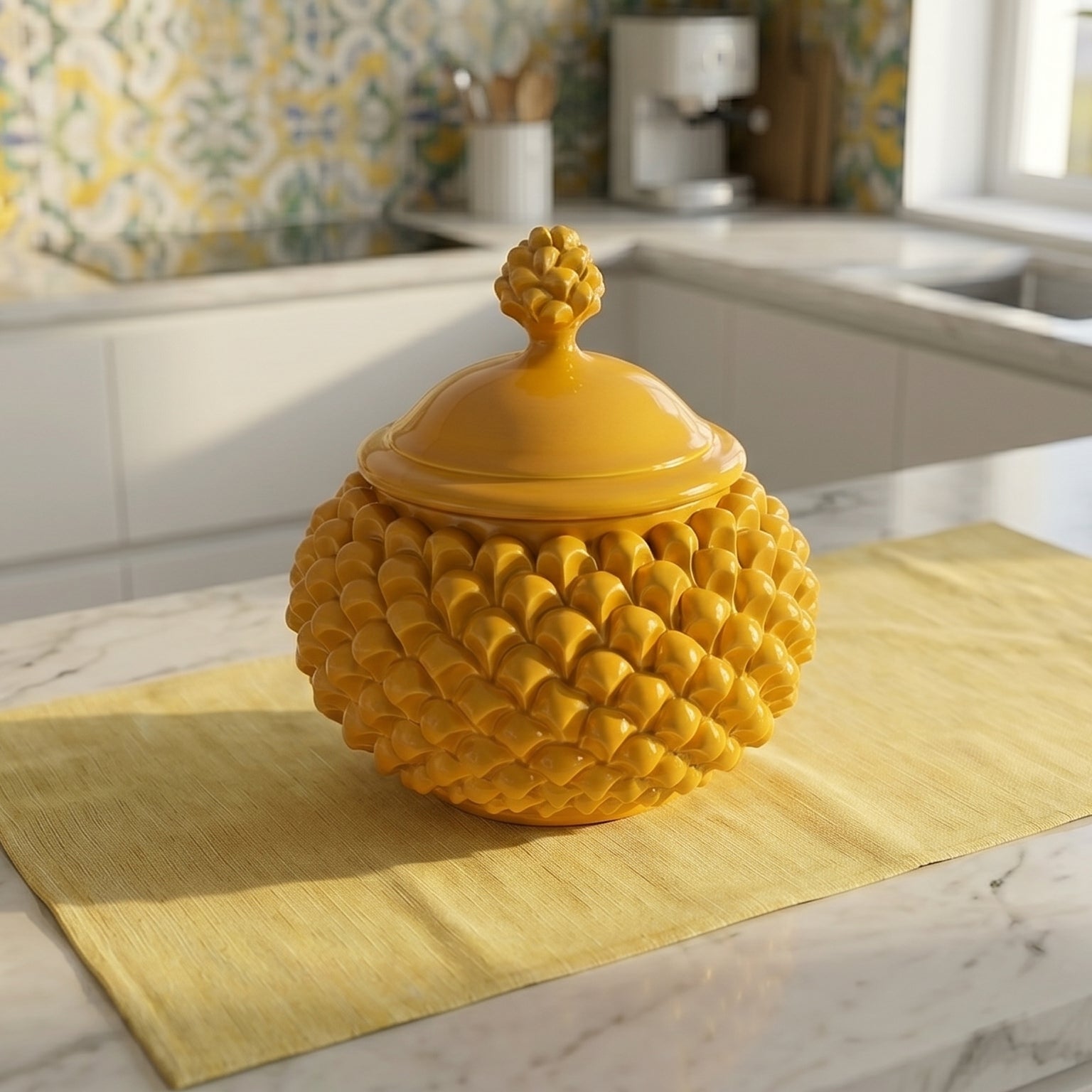 Galletero Piña Italiana Ø 20 cm, Mostaza – Tradición siciliana de Caltagirone