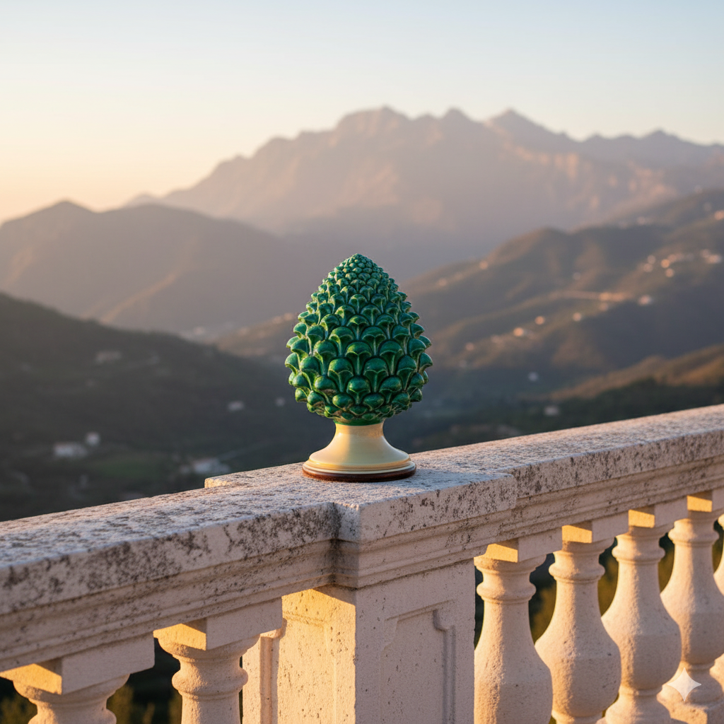 Pigna semilavorata altezza 15/35 Verde e Arancio