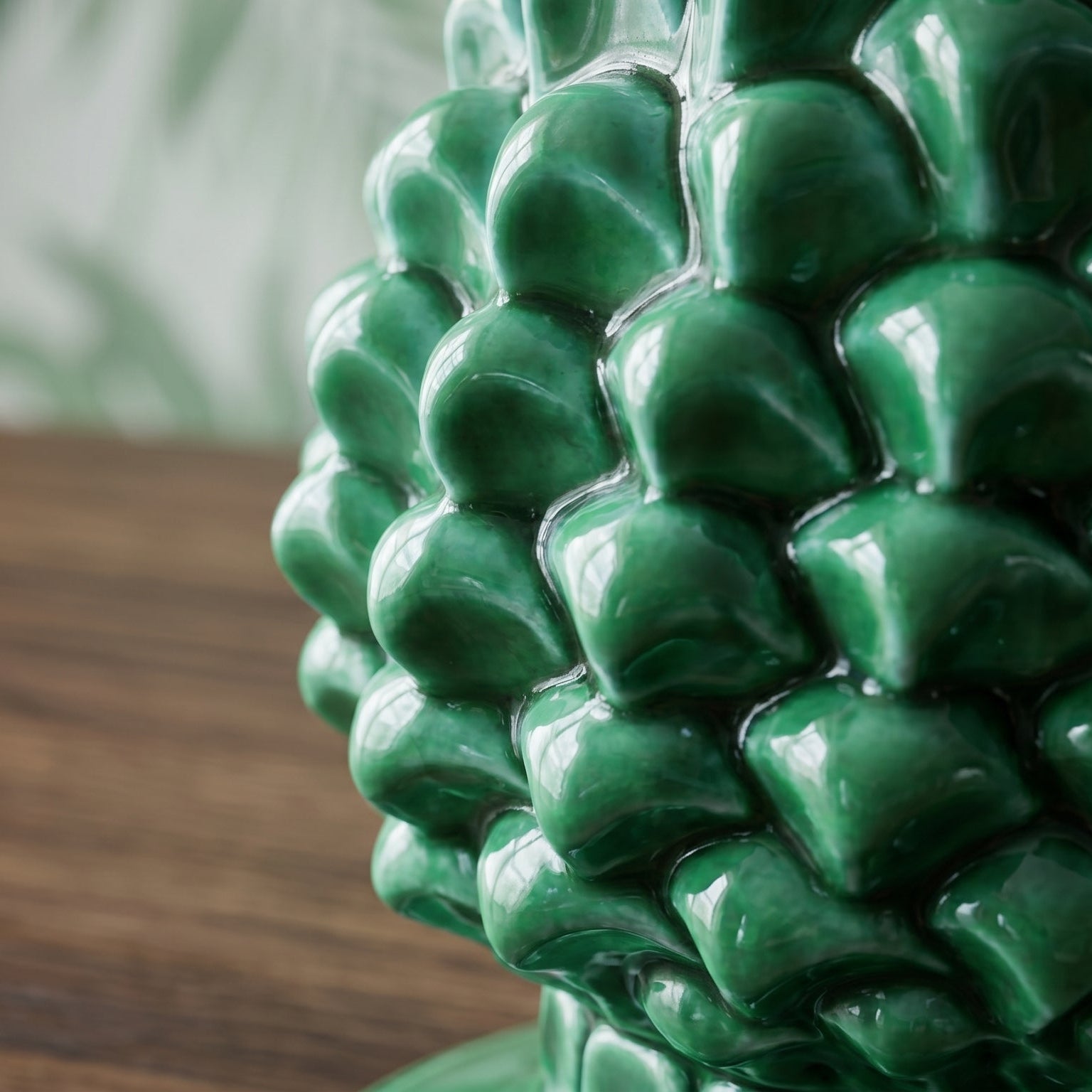 Portacandela a Pigna in Ceramica di Caltagirone h 18 cm — Verde Smeraldo | Bomboniera