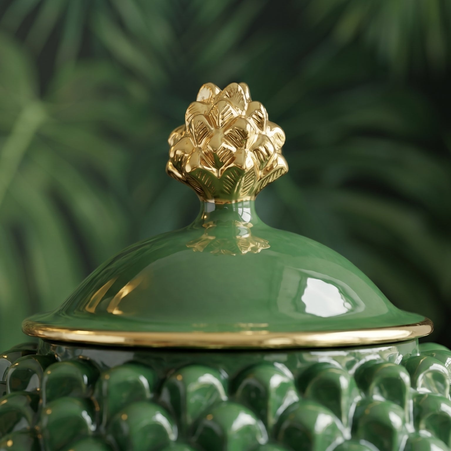Biscottiera a Pigna in Ceramica di Caltagirone Ø 20 cm — Verd'Oro