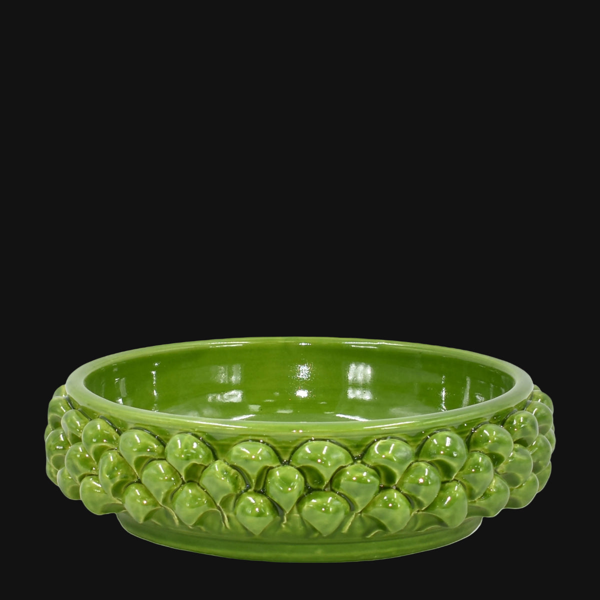 Svuotatasche a Pigna in Ceramica di Caltagirone Ø 22 cm - Verde Foglia