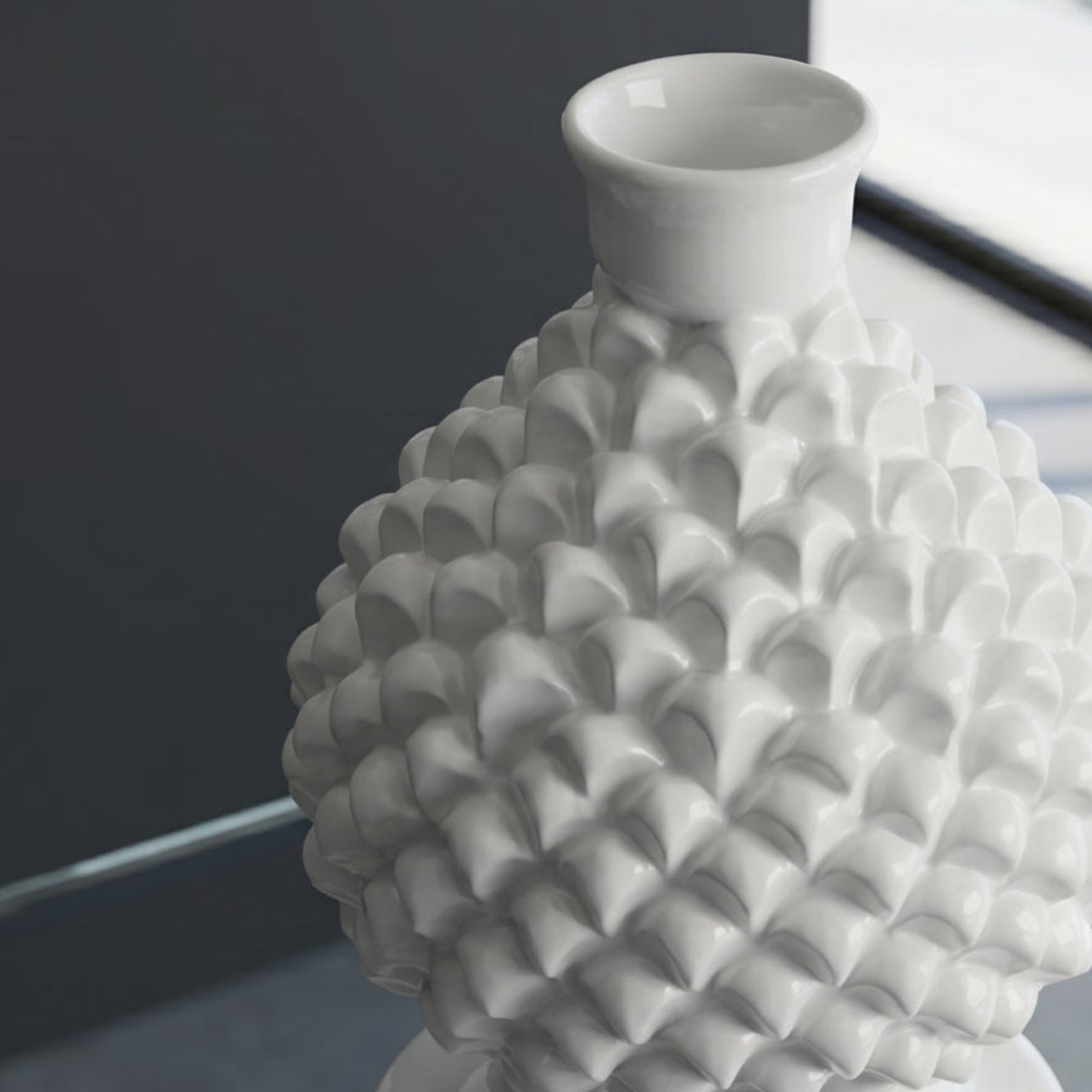 Portacandela a Pigna in Ceramica di Caltagirone h 18 cm — White Line | Bomboniera
