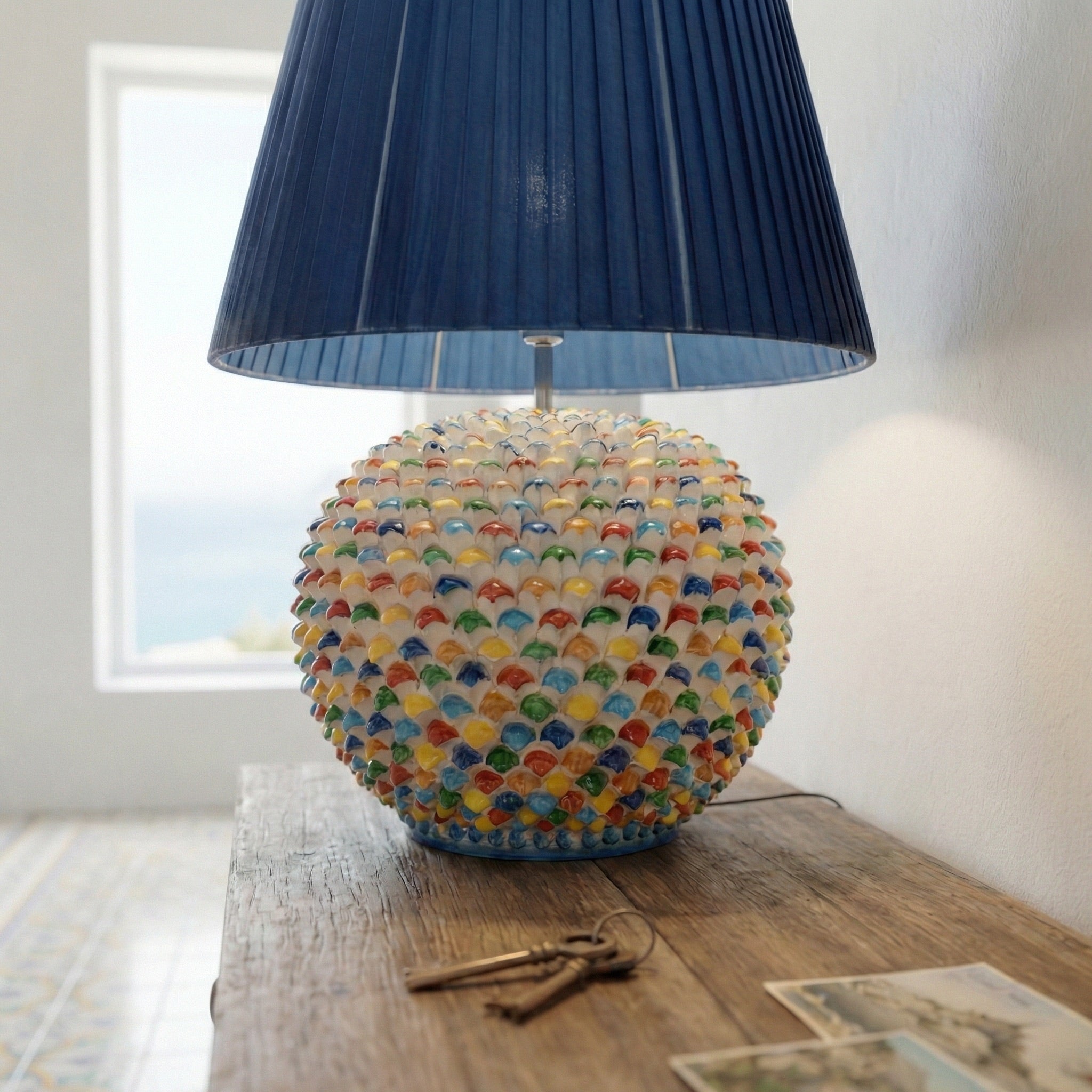 Italienische Keramiklampe H 60 cm – Caltagirone Keramik – Italienische Tischlampen-Tradition