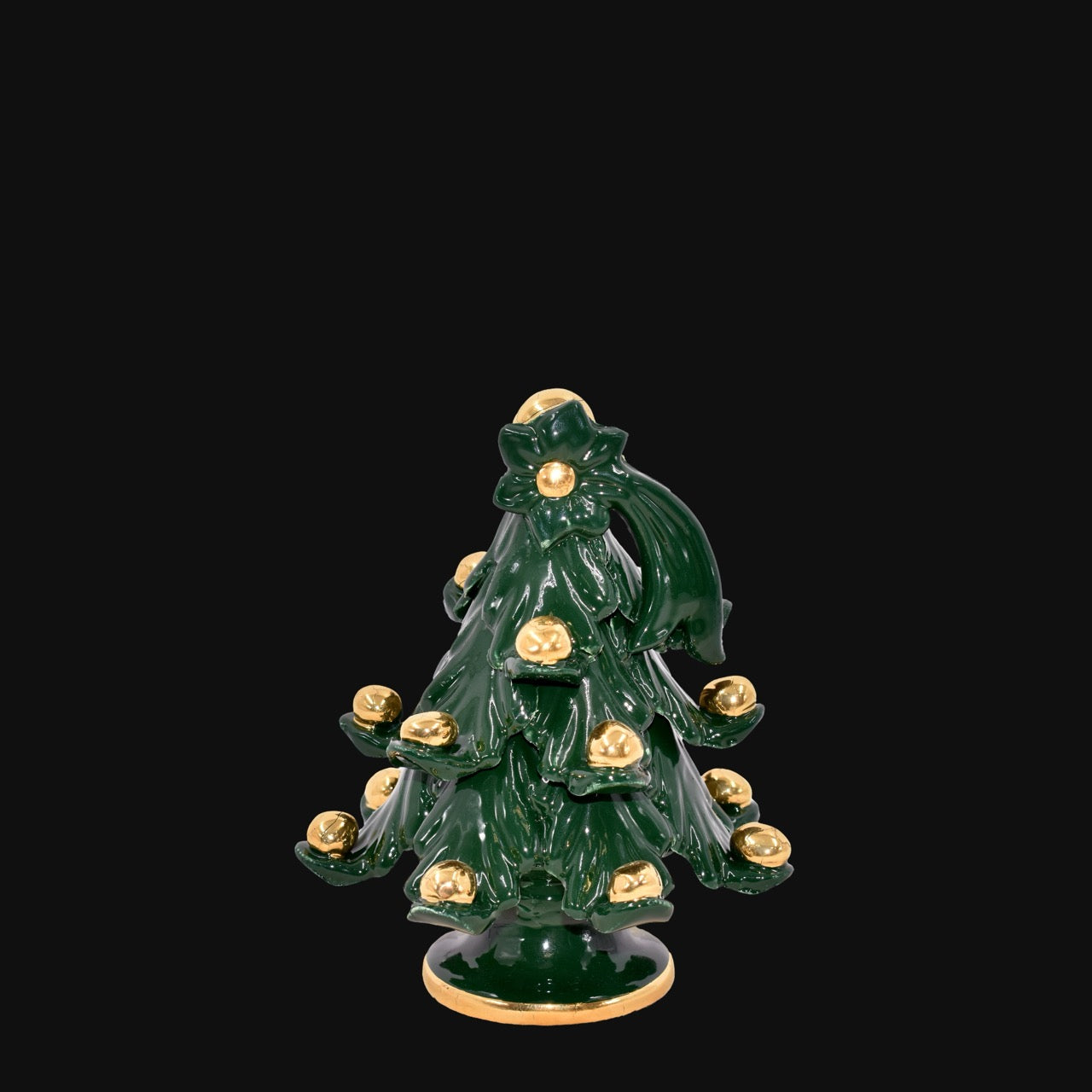 Albero di natale Moderno in colorazione Verde con applicazioni in oro