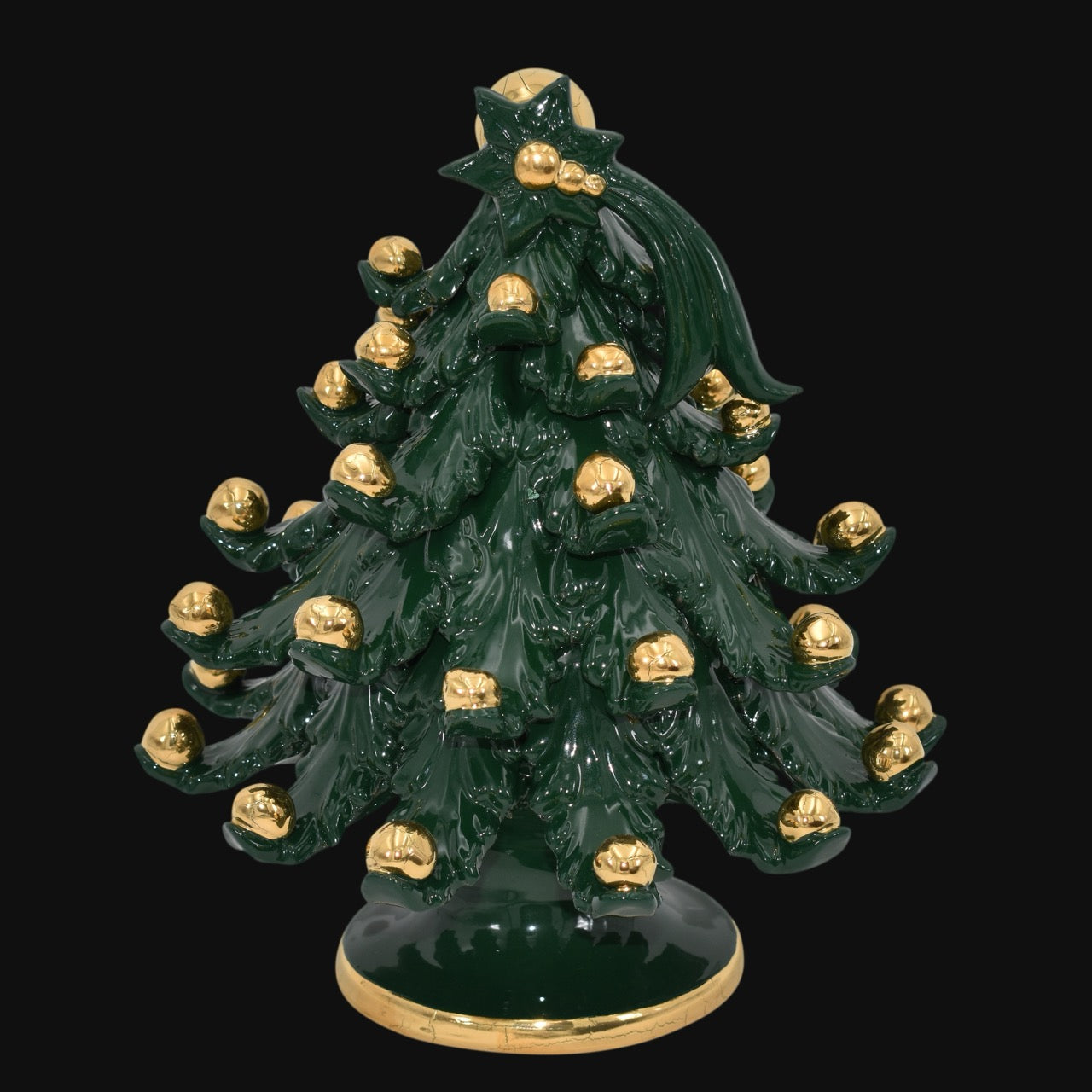 Albero di natale Moderno in colorazione Verde con applicazioni in oro