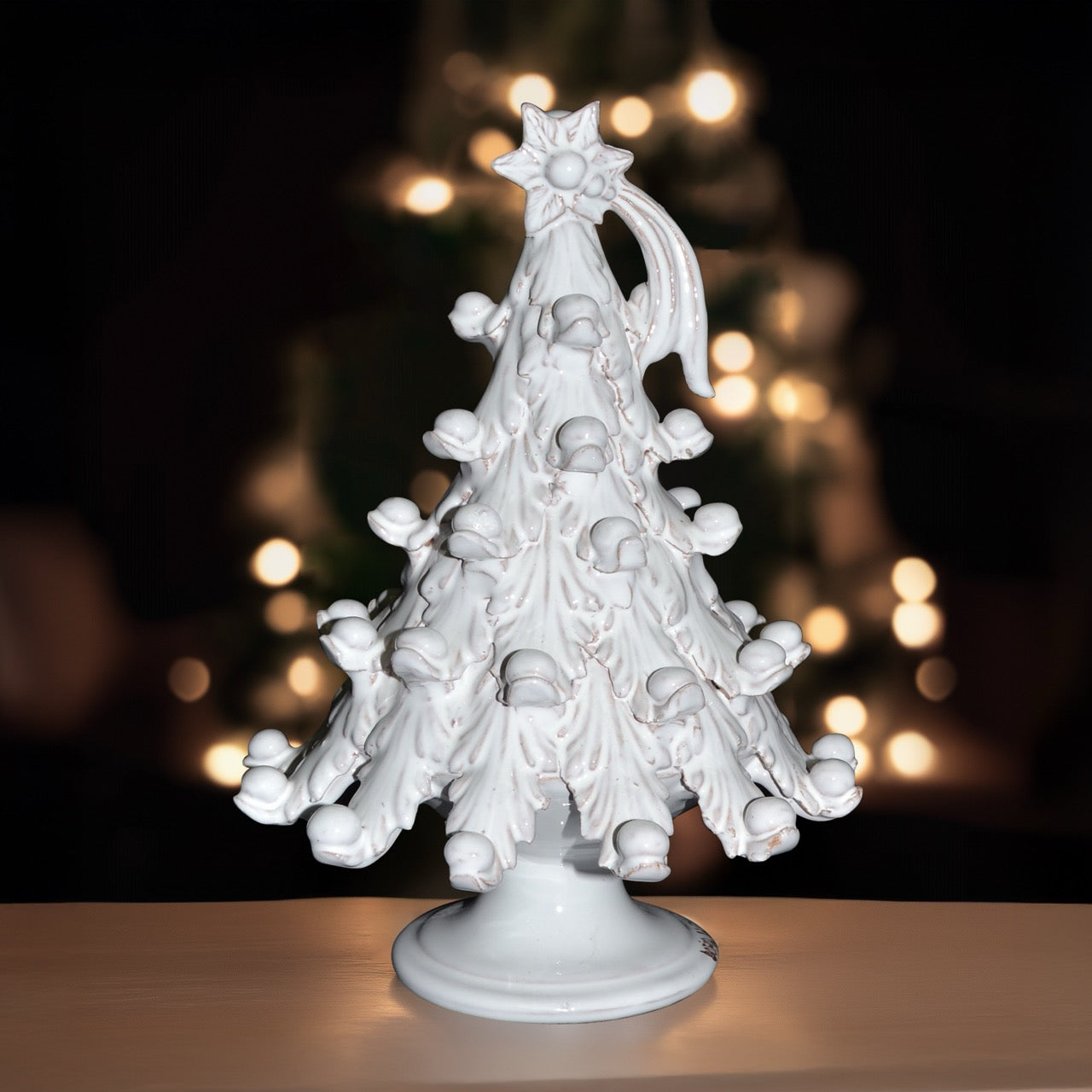 Albero di natale in ceramica white line