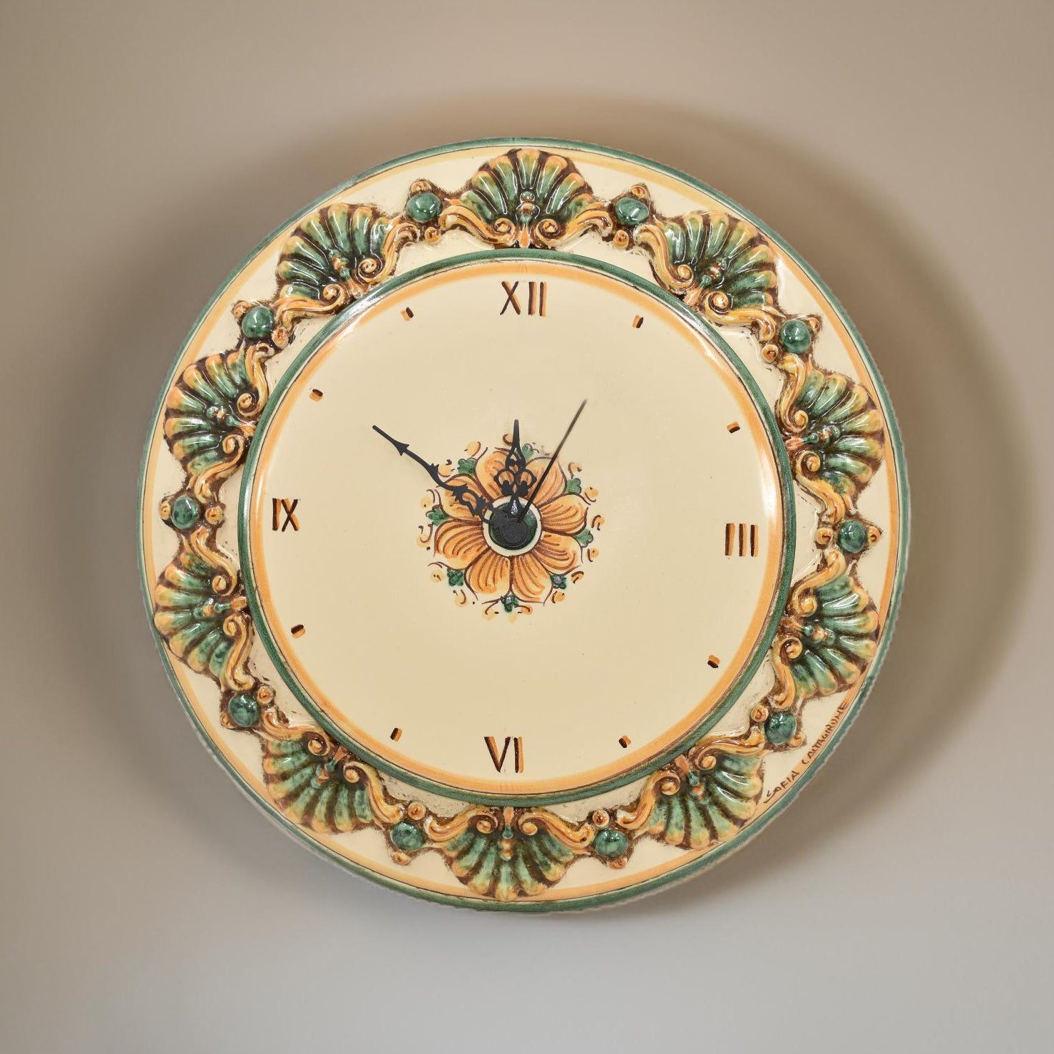Orologio Ø 38 plastico sofia tricolore - Ceramiche di Caltagirone Sofia