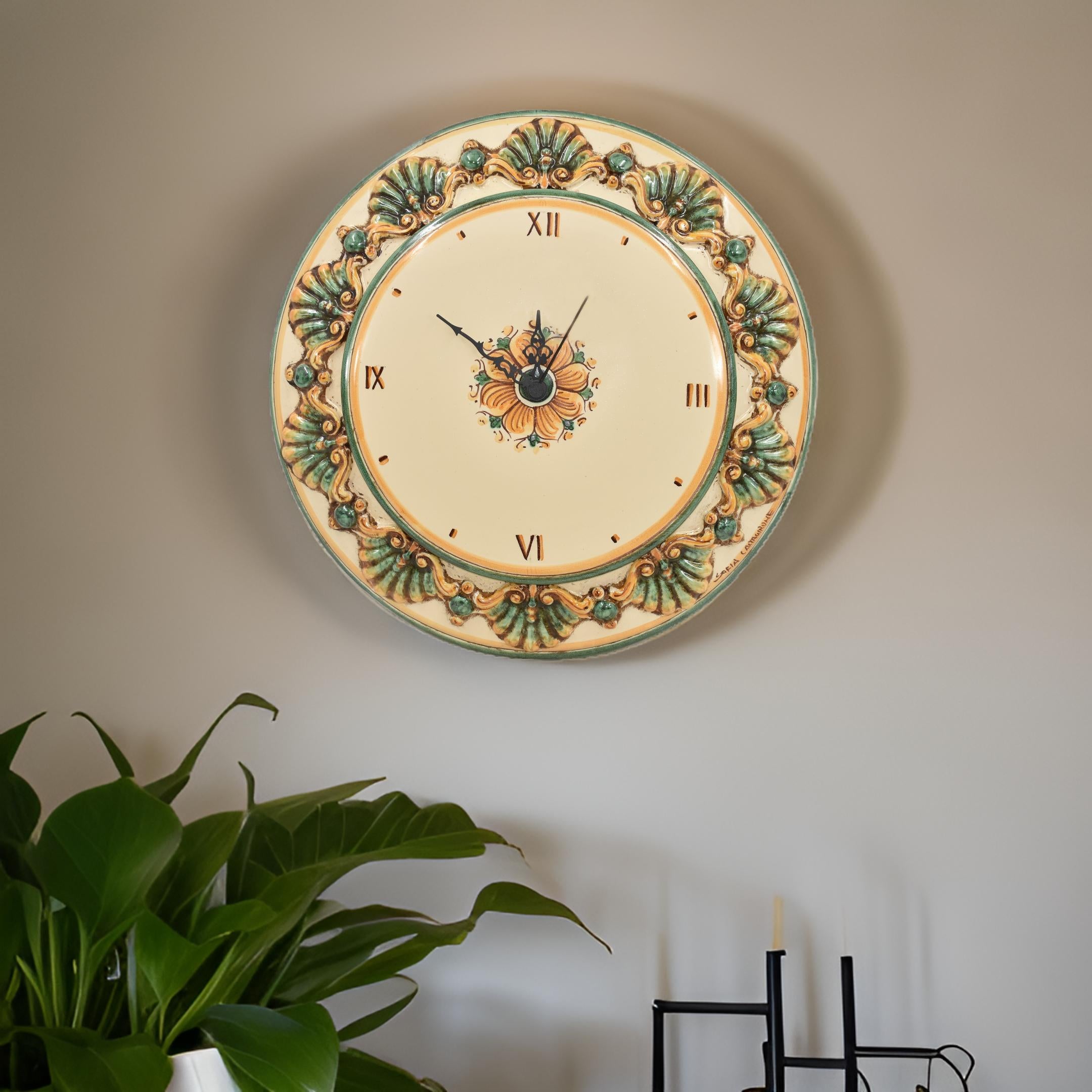Orologio Ø 38 plastico sofia tricolore - Ceramiche di Caltagirone Sofia