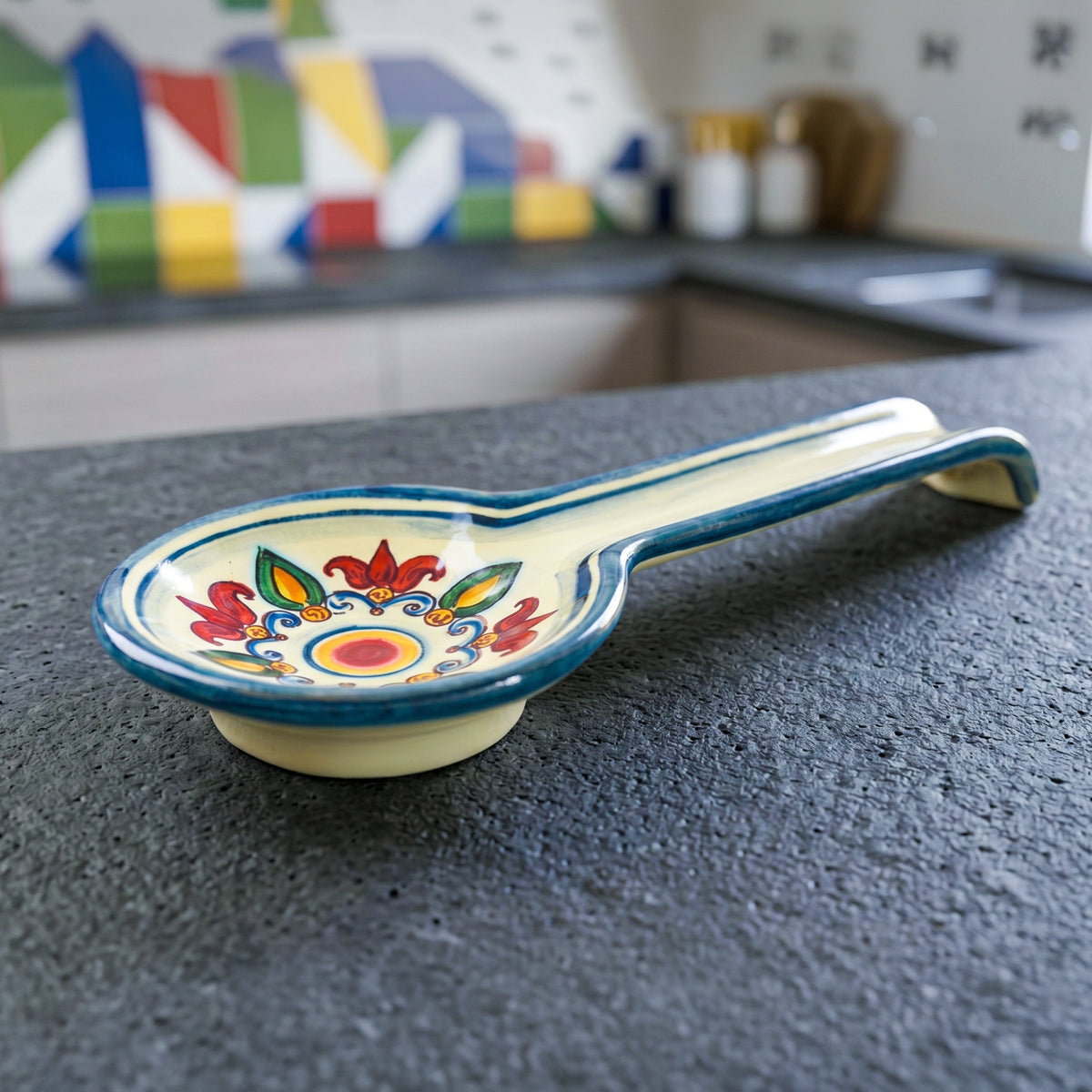 Poggiamestolo in Ceramica di Caltagirone - Decoro Pesci | Bomboniera