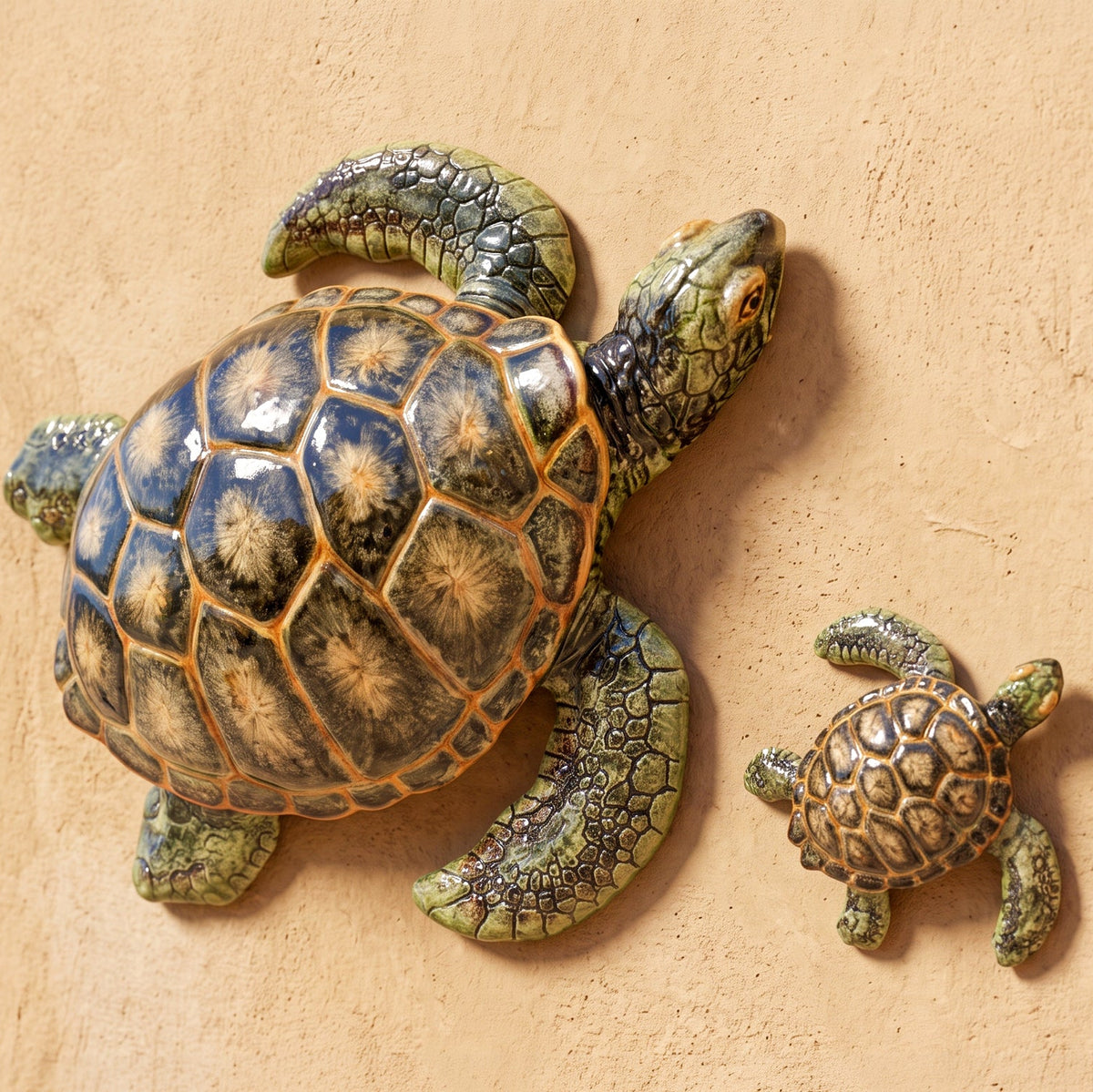 Tartaruga Colorata - Blu e Arancio | Ceramica Caltagirone