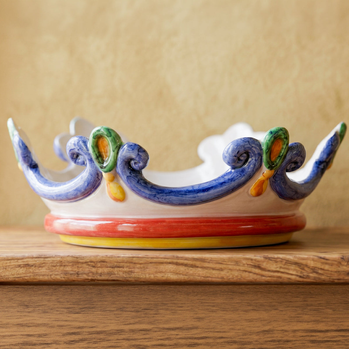 Corona Svuota Tasche in Ceramica di Caltagirone - White and Color