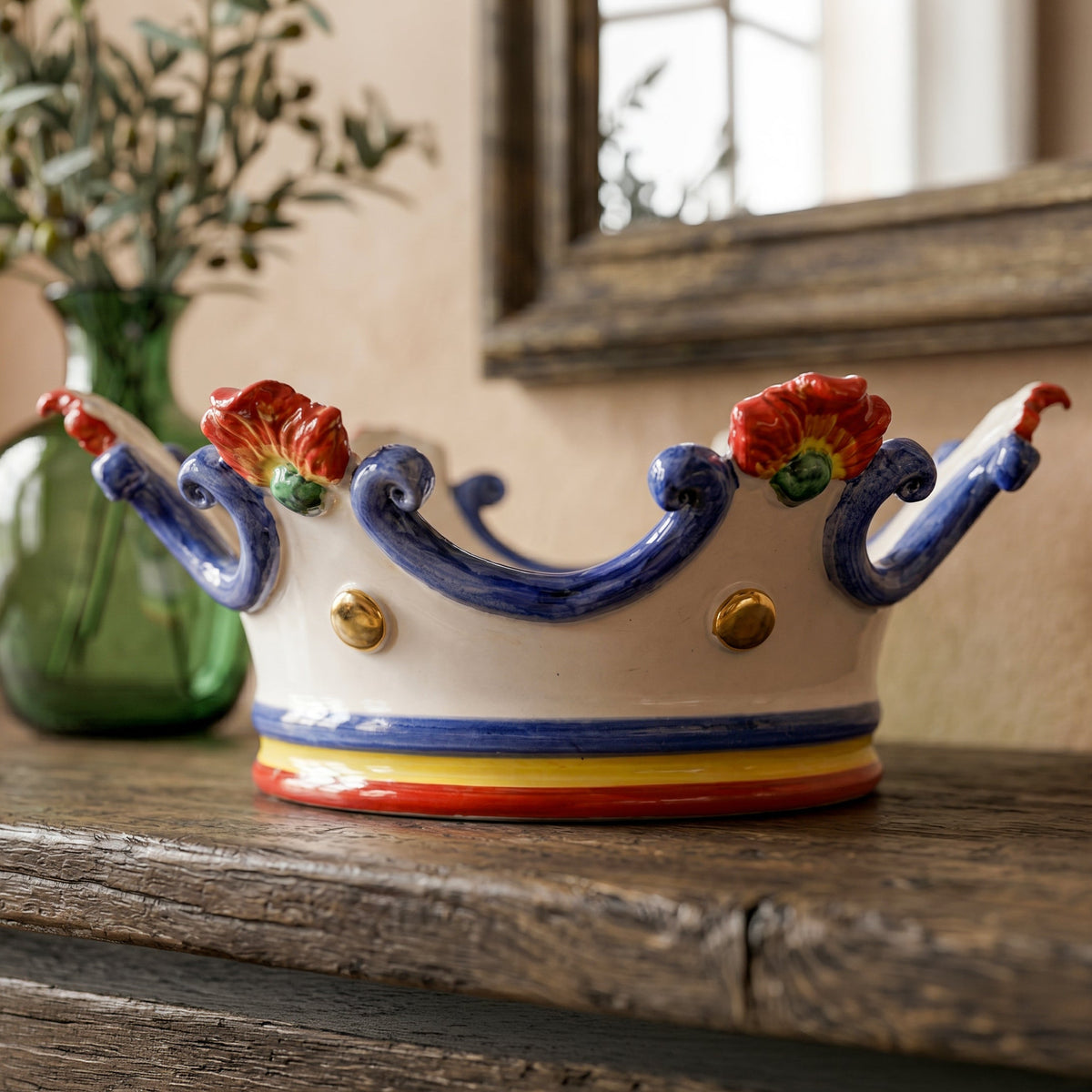 Corona Svuota Tasche in Ceramica di Caltagirone - White and Color