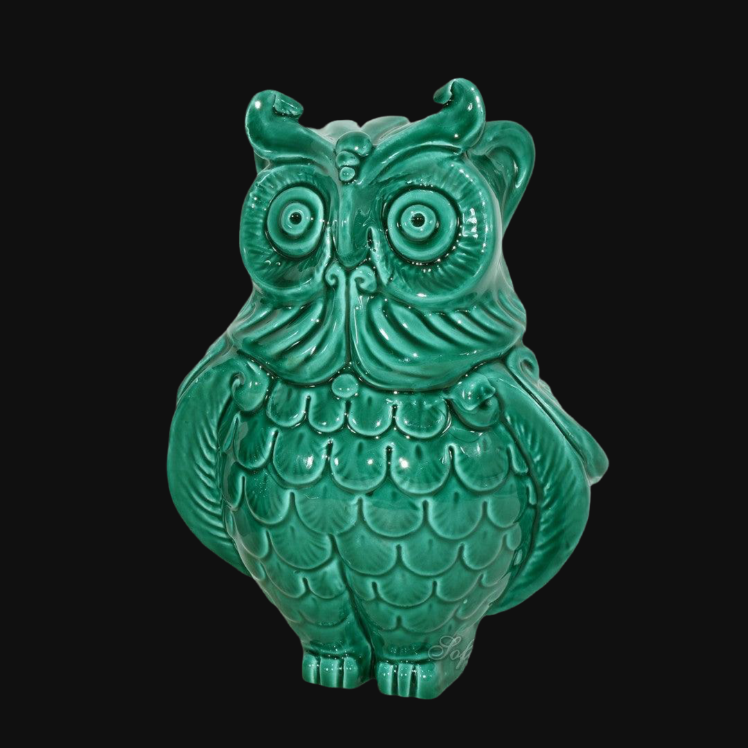 Gufo h 20 Verde Smeraldo - Animali in ceramica
