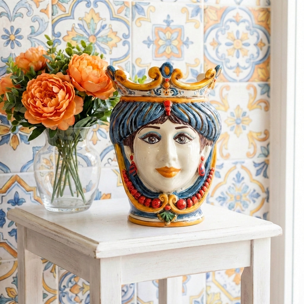 Testa h 25 c/perline decoro sicily femmina