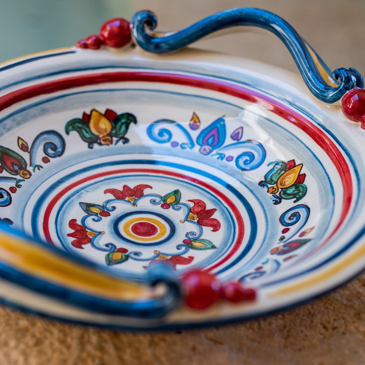 Centrotavola Ø 30/40 Decoro Sicily in ceramica artistica di Caltagirone