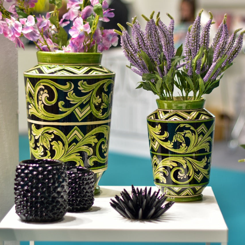 Vaso in Ceramica di Caltagirone — Linea Parigi, Nero e Verde