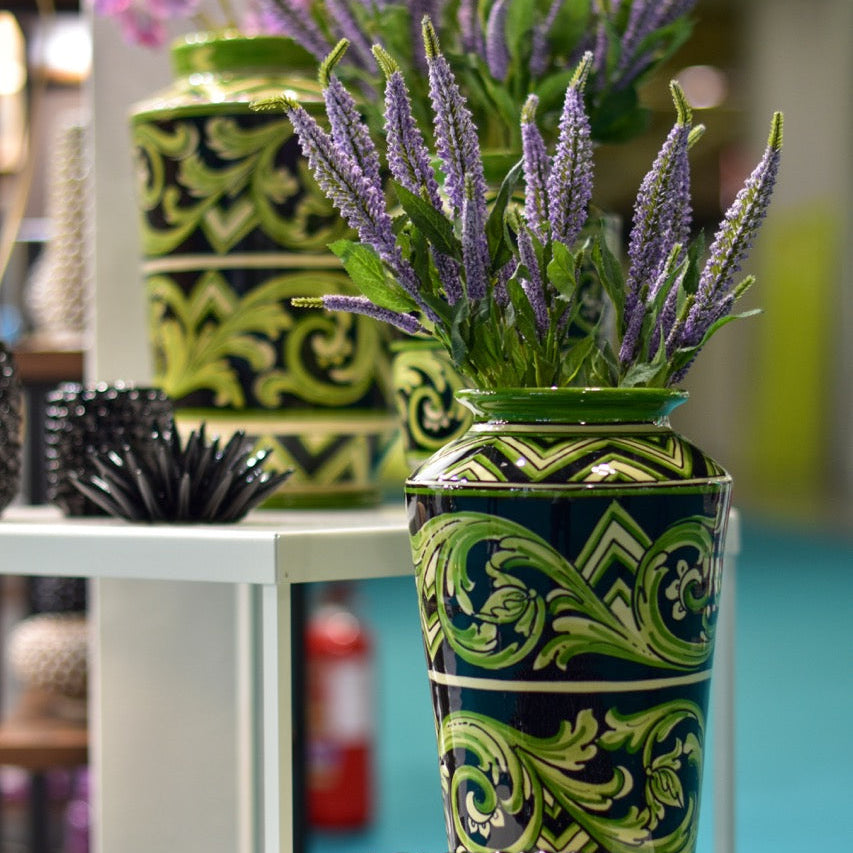 Vaso in Ceramica di Caltagirone — Linea Parigi, Nero e Verde