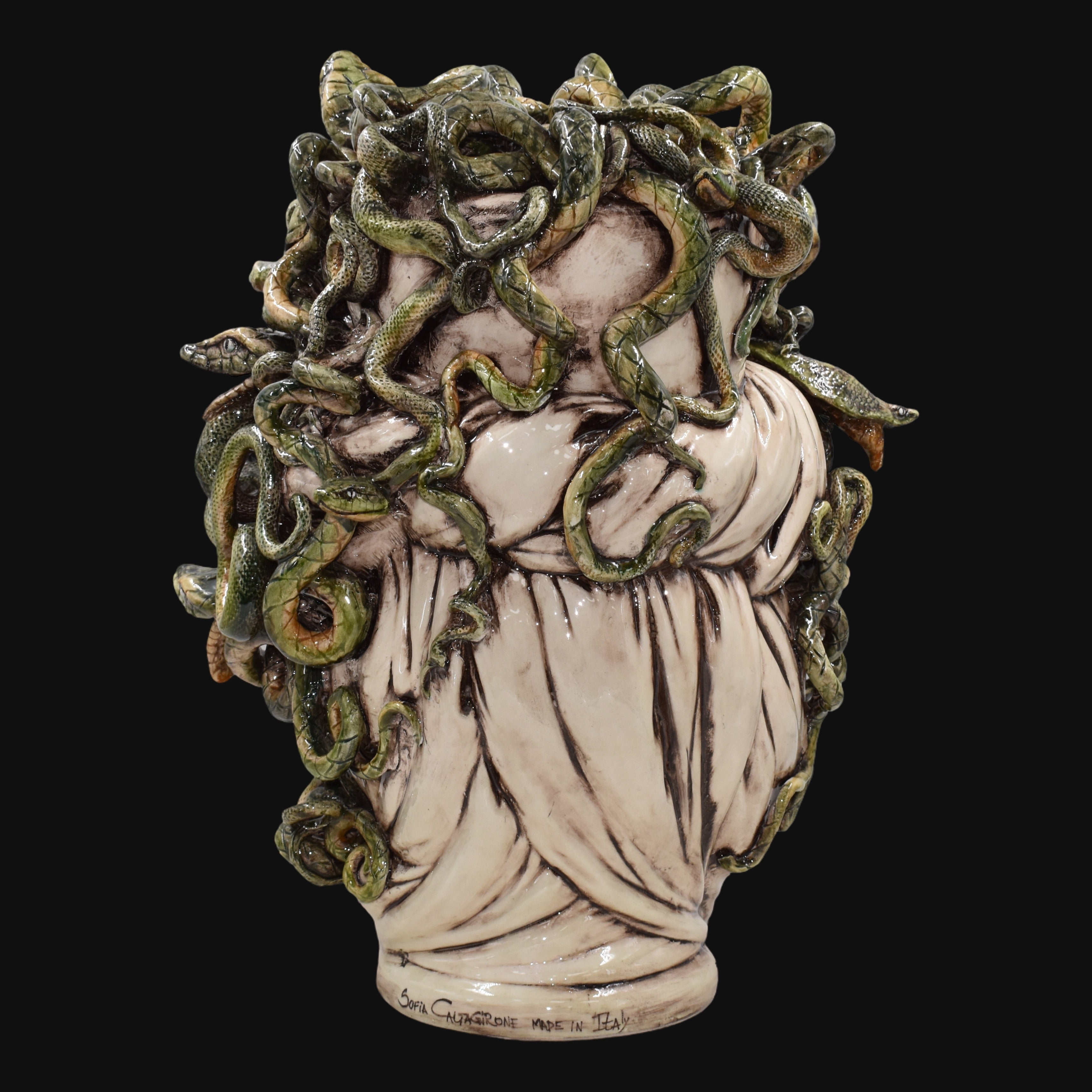 Testa Medusa h 48 madreperla antichizzato oro e lustri