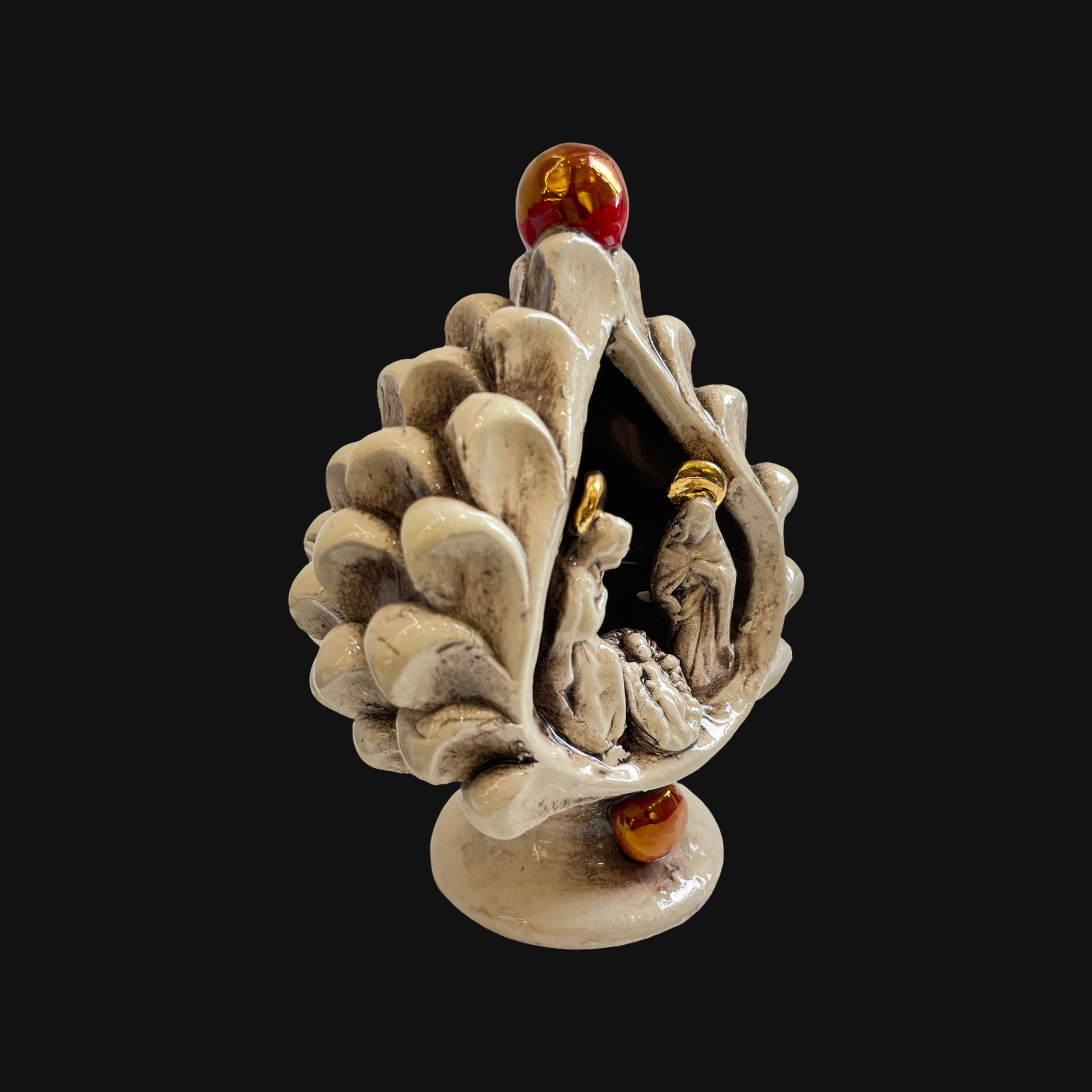 Natività a pigna h 12 Madreperla Antichizzato