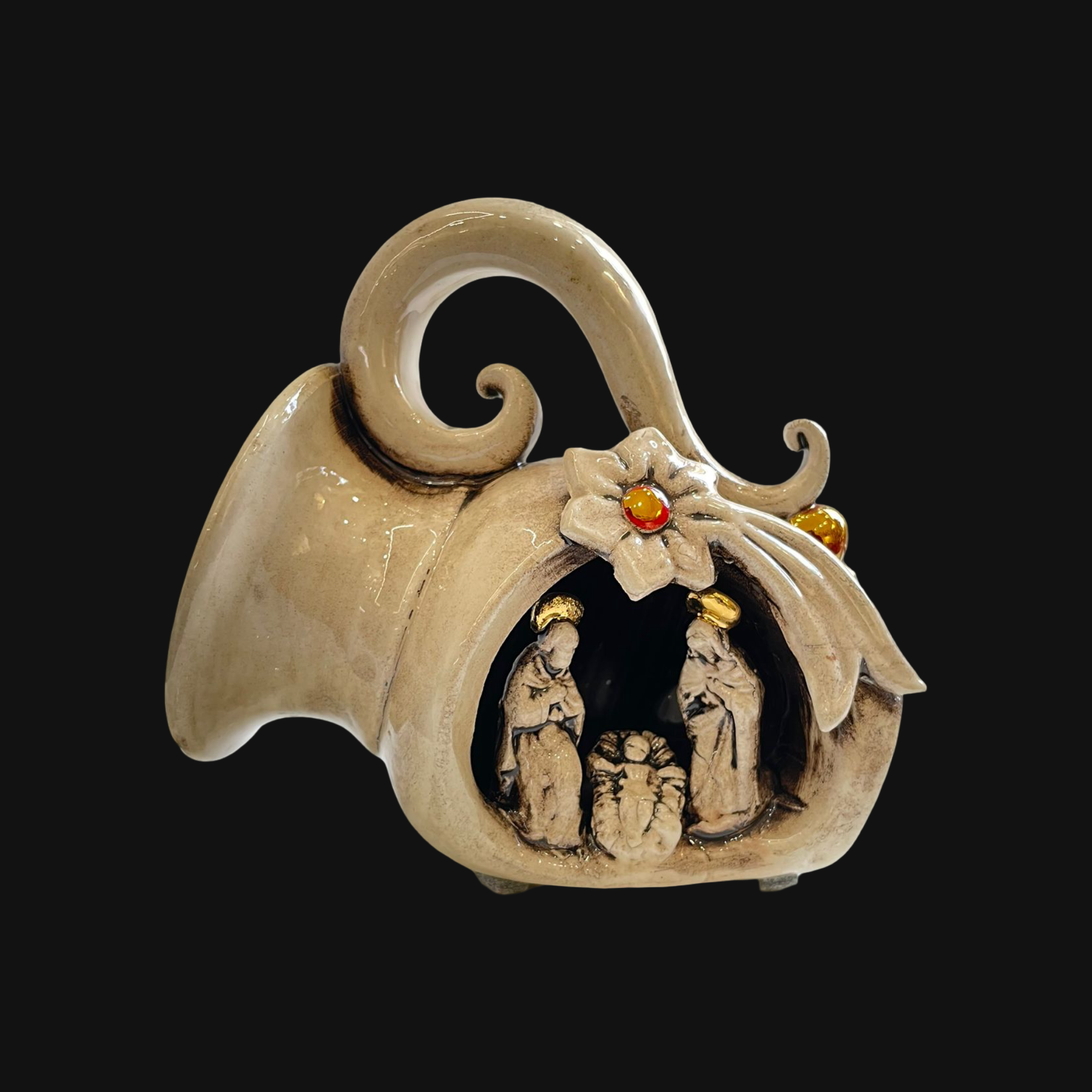 Natività mini giara h 10 Madreperla Antichizzato/Oro e Lustri