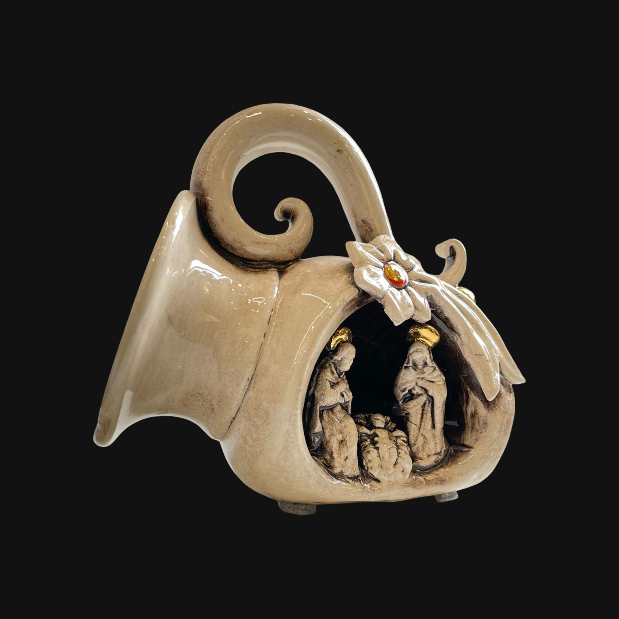 Natività mini giara h 10 Madreperla Antichizzato/Oro e Lustri