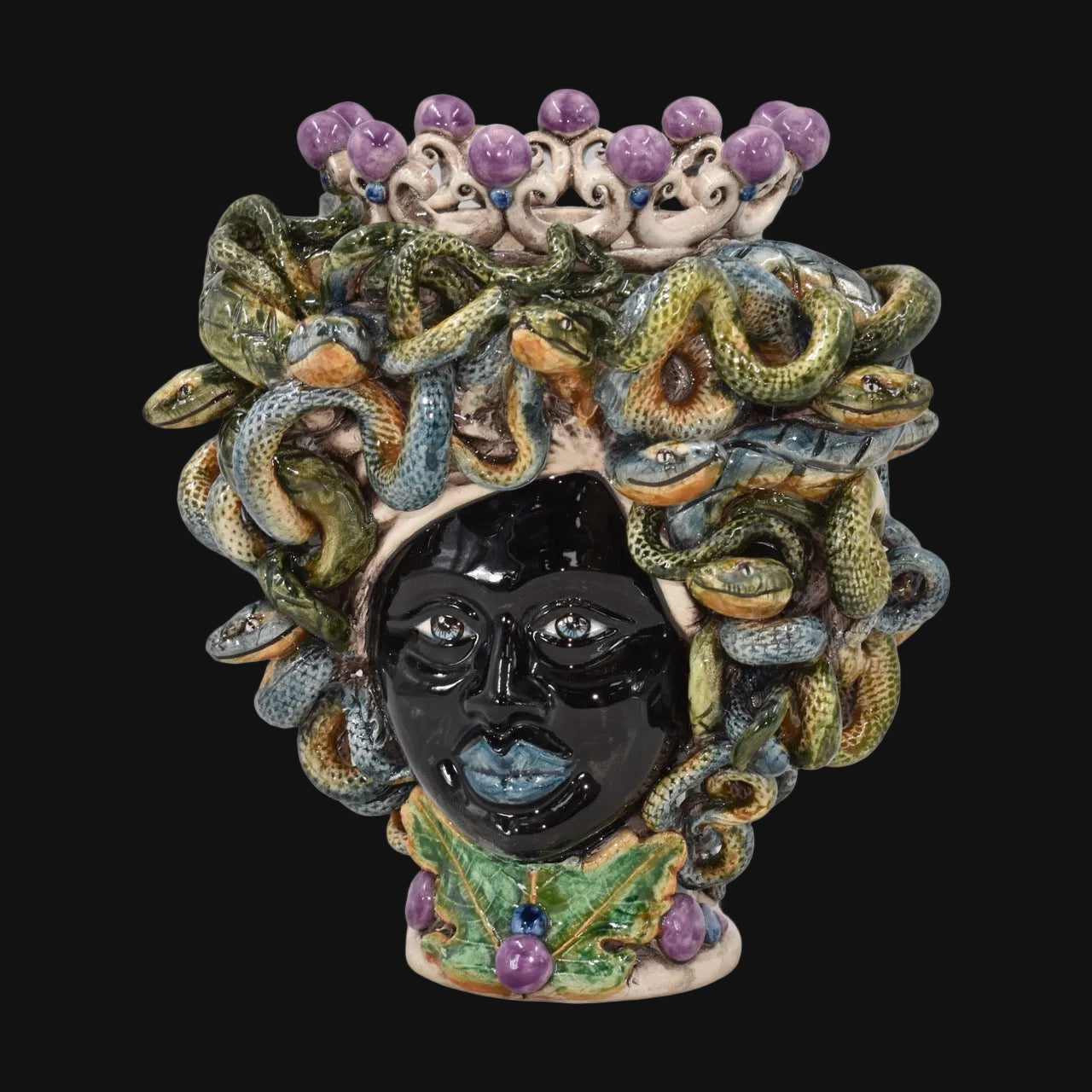 Testa Medusa h 20 cm — Lustro Glicine | Ceramica Caltagirone