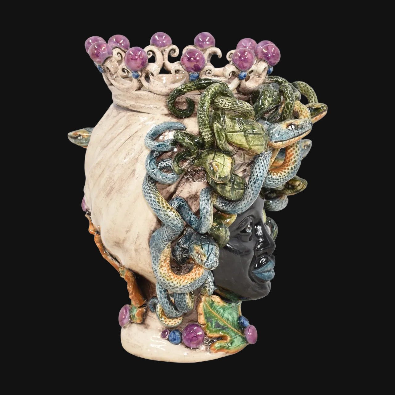 Testa Medusa h 20 cm — Lustro Glicine | Ceramica Caltagirone
