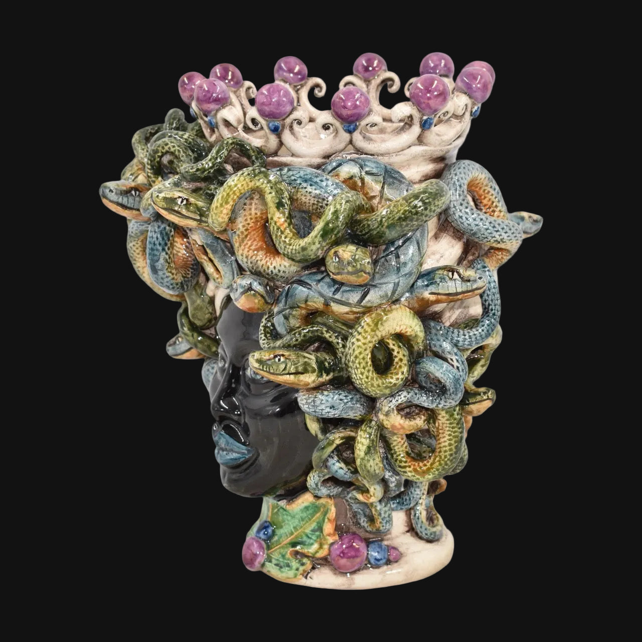 Testa Medusa h 20 cm — Lustro Glicine | Ceramica Caltagirone