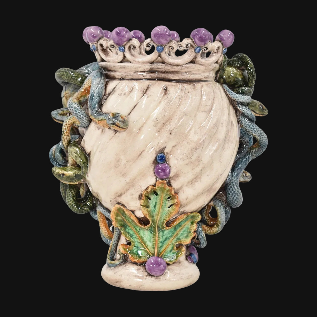 Testa Medusa h 20 cm — Lustro Glicine | Ceramica Caltagirone