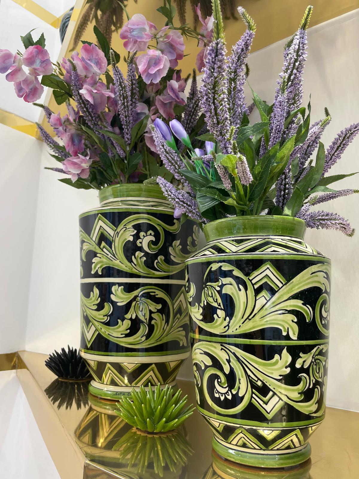 Vaso in Ceramica di Caltagirone — Linea Parigi, Nero e Verde
