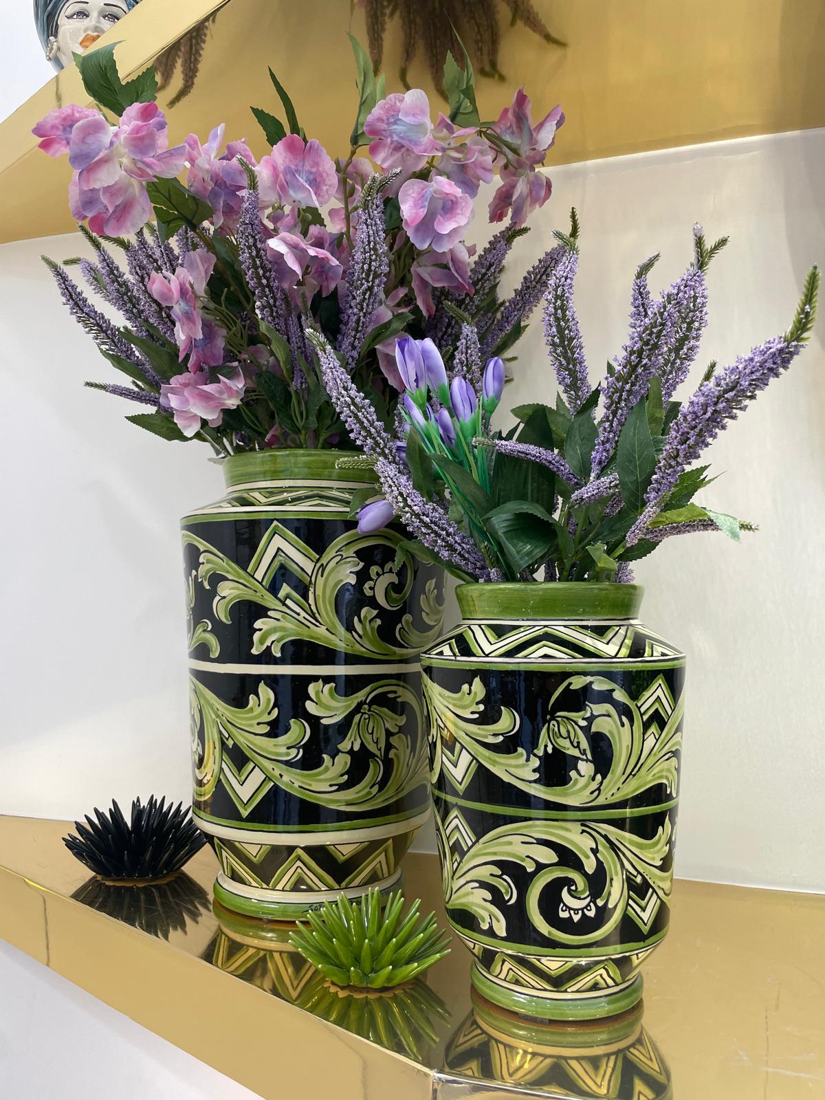 Vaso in Ceramica di Caltagirone — Linea Parigi, Nero e Verde