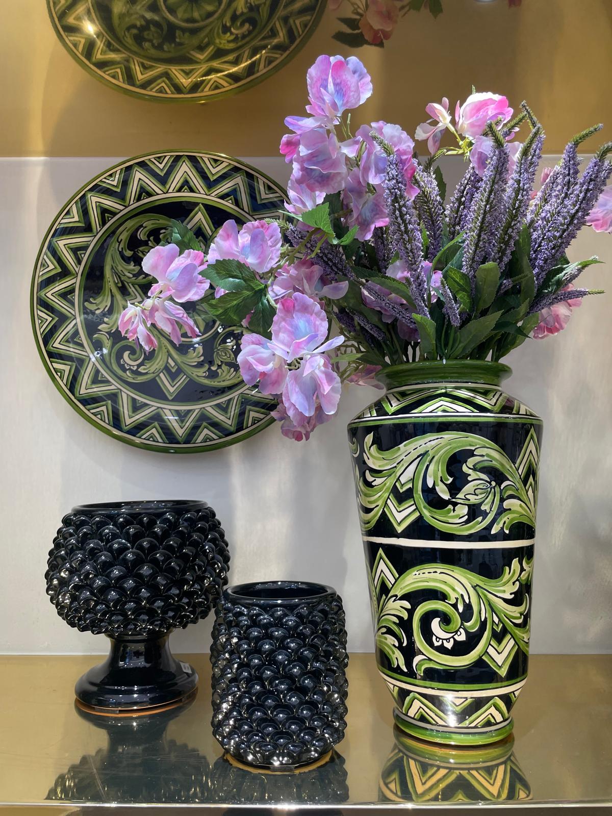Vaso in Ceramica di Caltagirone — Linea Parigi, Nero e Verde