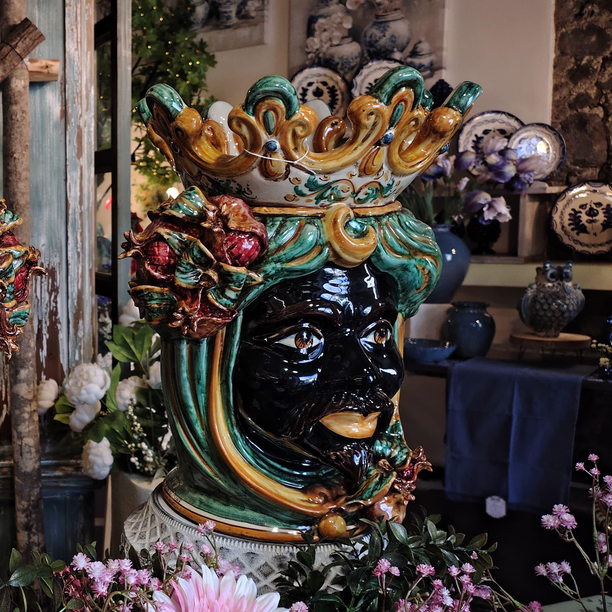 Testa h 40 melograno verde/arancio maschio moro