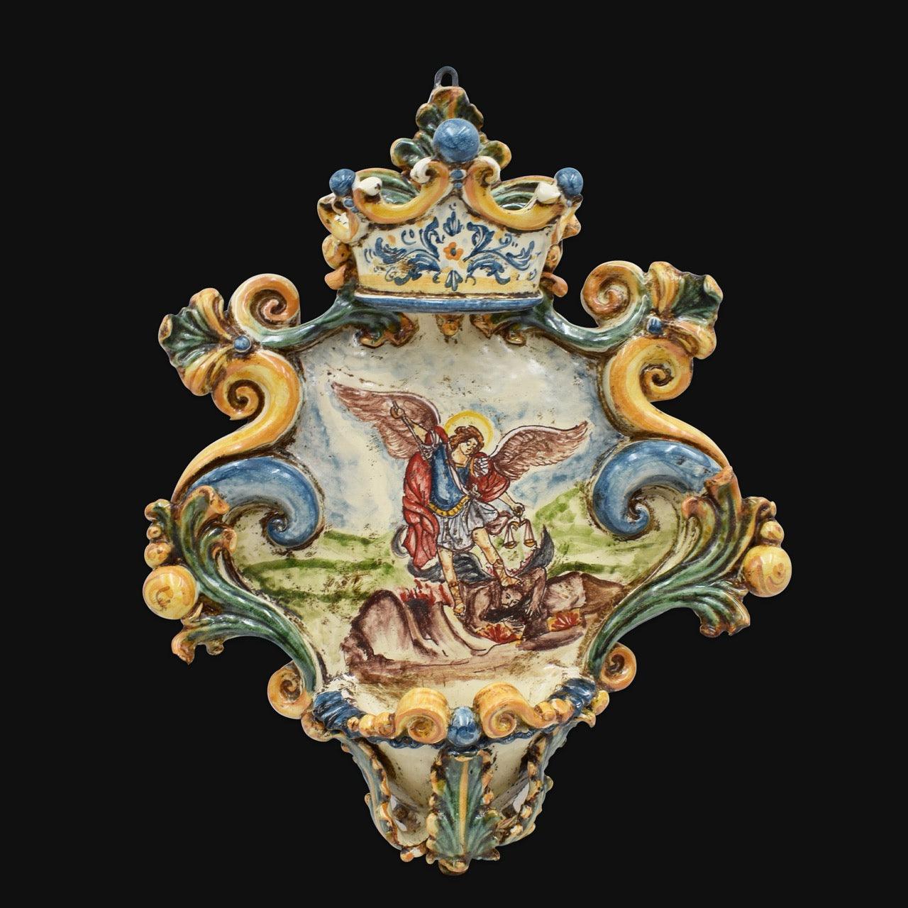 Acquasantiera grande appl 25×35 michelangelo tricolore - Ceramiche di Caltagirone Sofia