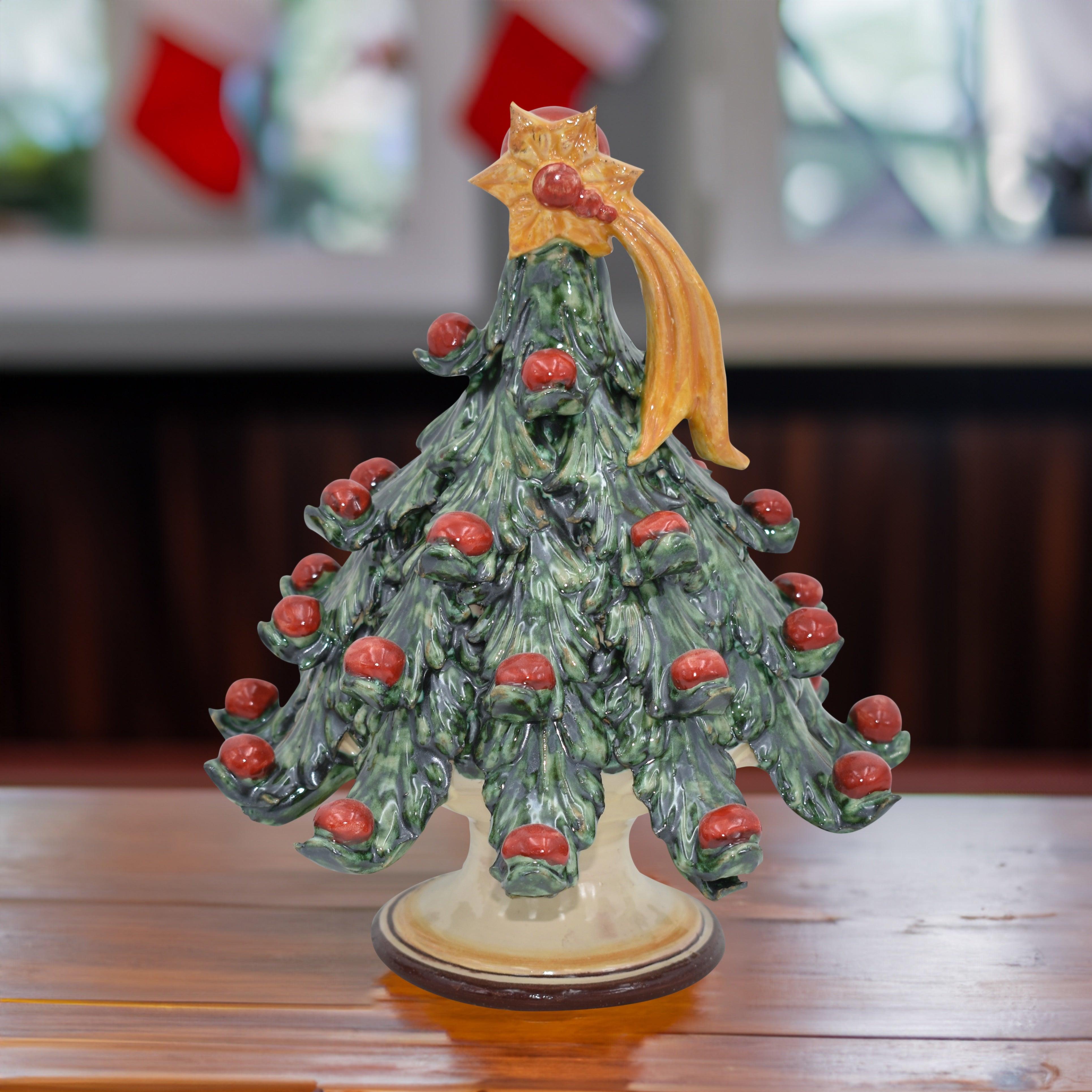 Albero di natale verde/rosso in ceramica artistica di Caltagirone - Ceramiche di Caltagirone Sofia