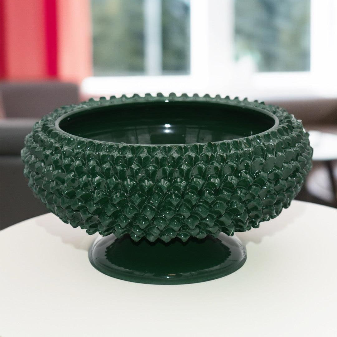Alzata a Pigna di Caltagirone modellata a mano Verde Antico - Ceramiche di Caltagirone Sofia