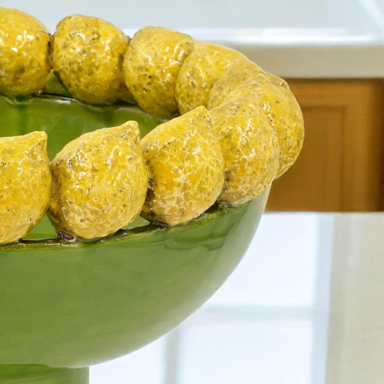 Alzata con limoni siciliani c/piede in stile moderno (diverse colorazioni) - Ceramiche di Caltagirone Sofia