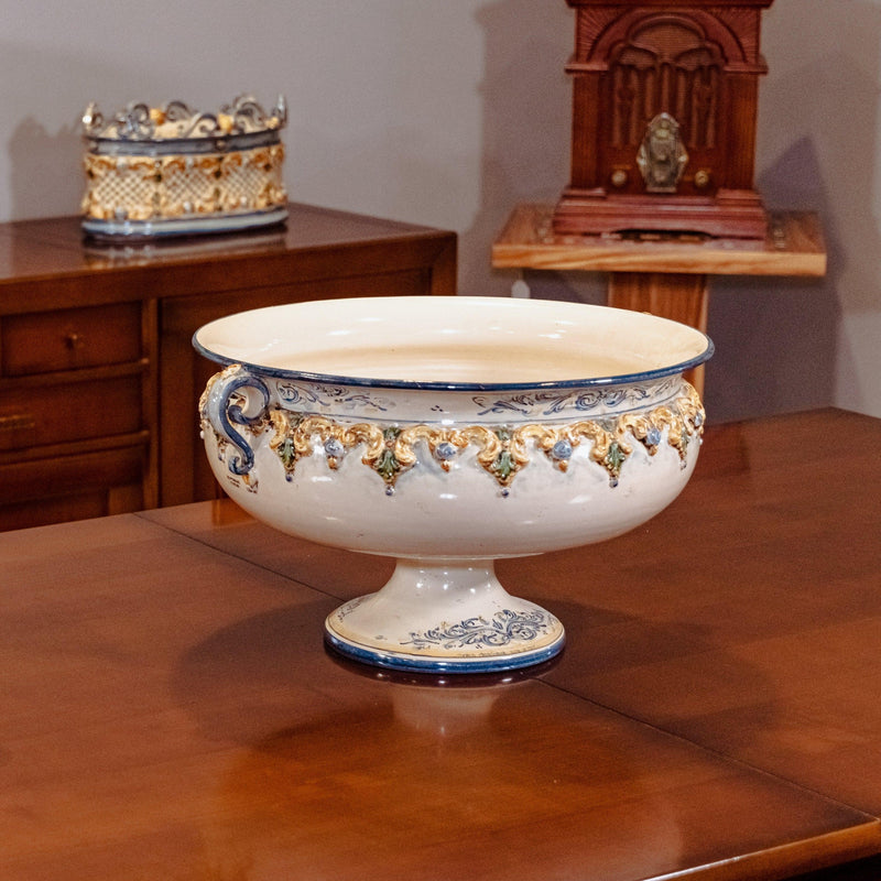 Alzata in ceramica tricolore - Ceramiche artistiche di Caltagirone