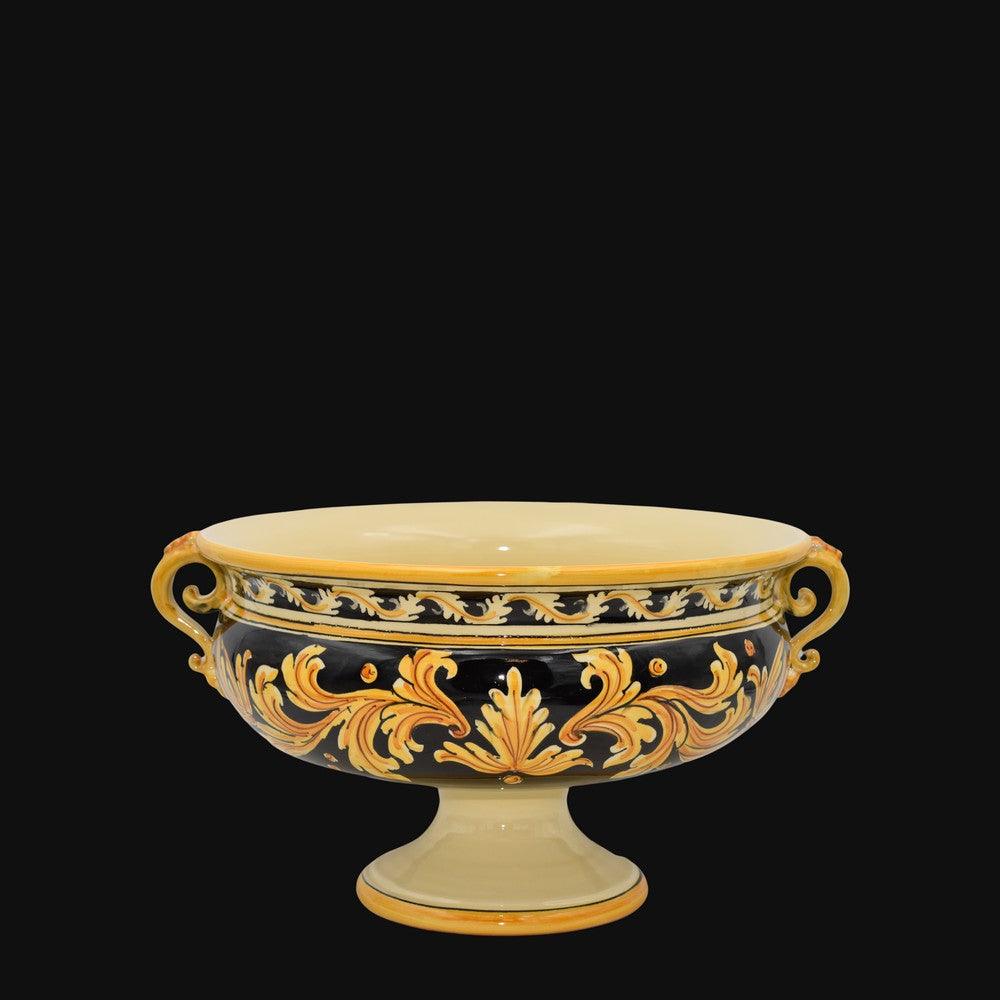 Alzata tonda liscia Ornato Fondo Nero in ceramica di Caltagirone - Ceramiche di Caltagirone Sofia