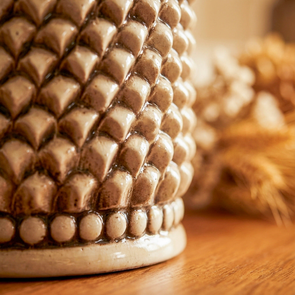 Lume pigna cilindro h 60 Madreperla Antichizzato in ceramica di Caltagirone