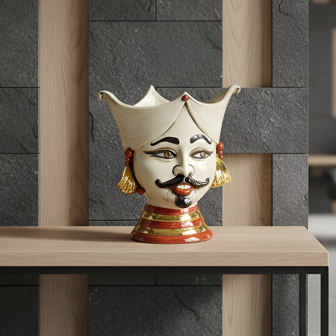 Testa di moro h 25 aisha madreperla antichizzato oro e lustri c/espressione maschio