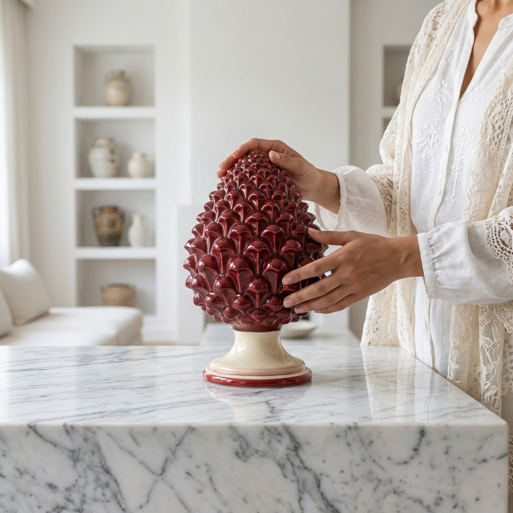 Pigna semilavorata altezza 15/35 mono bordeaux