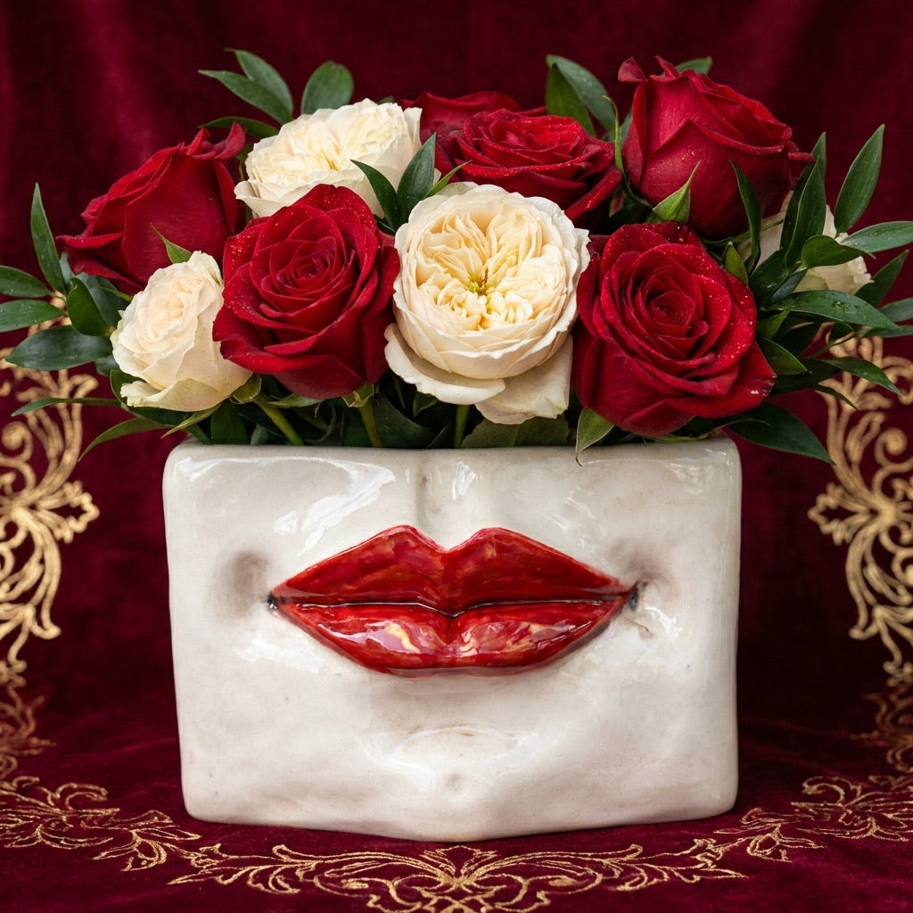 Scatola con espressione in Ceramica Madreperla Antichizzata con Dettagli Oro - Artigianale