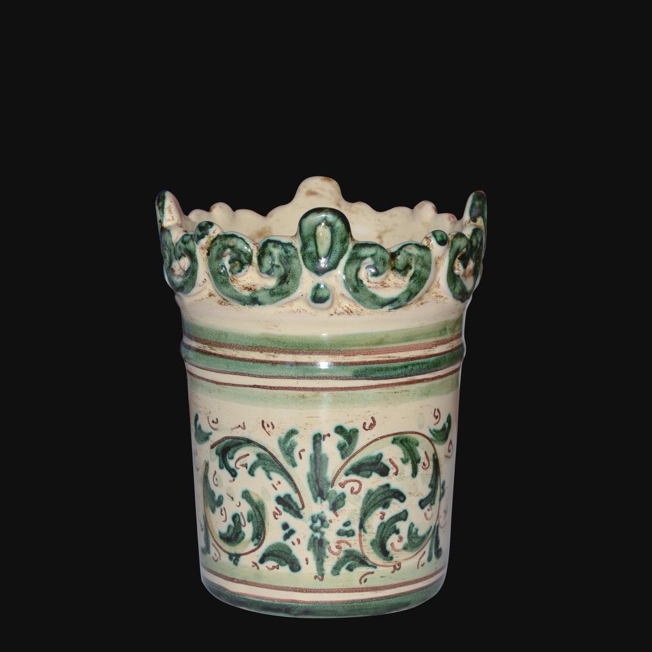 Bicchiere in rilievo h 12 s. d’arte Mono Verde - Ceramiche di Caltagirone Sofia