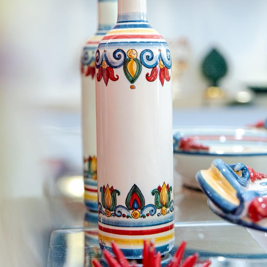 Bottiglia Decorativa in Ceramica di Caltagirone h 30 cm — Decoro Sicily