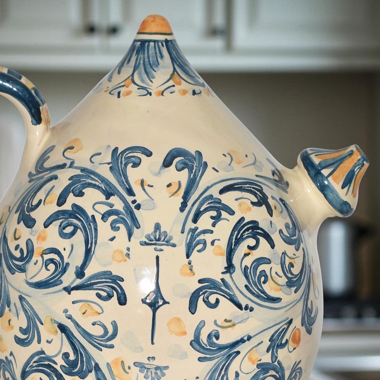 Bummulu Malandrinu H 25 in Blu e Arancio - Ceramiche di Caltagirone - Ceramiche di Caltagirone Sofia