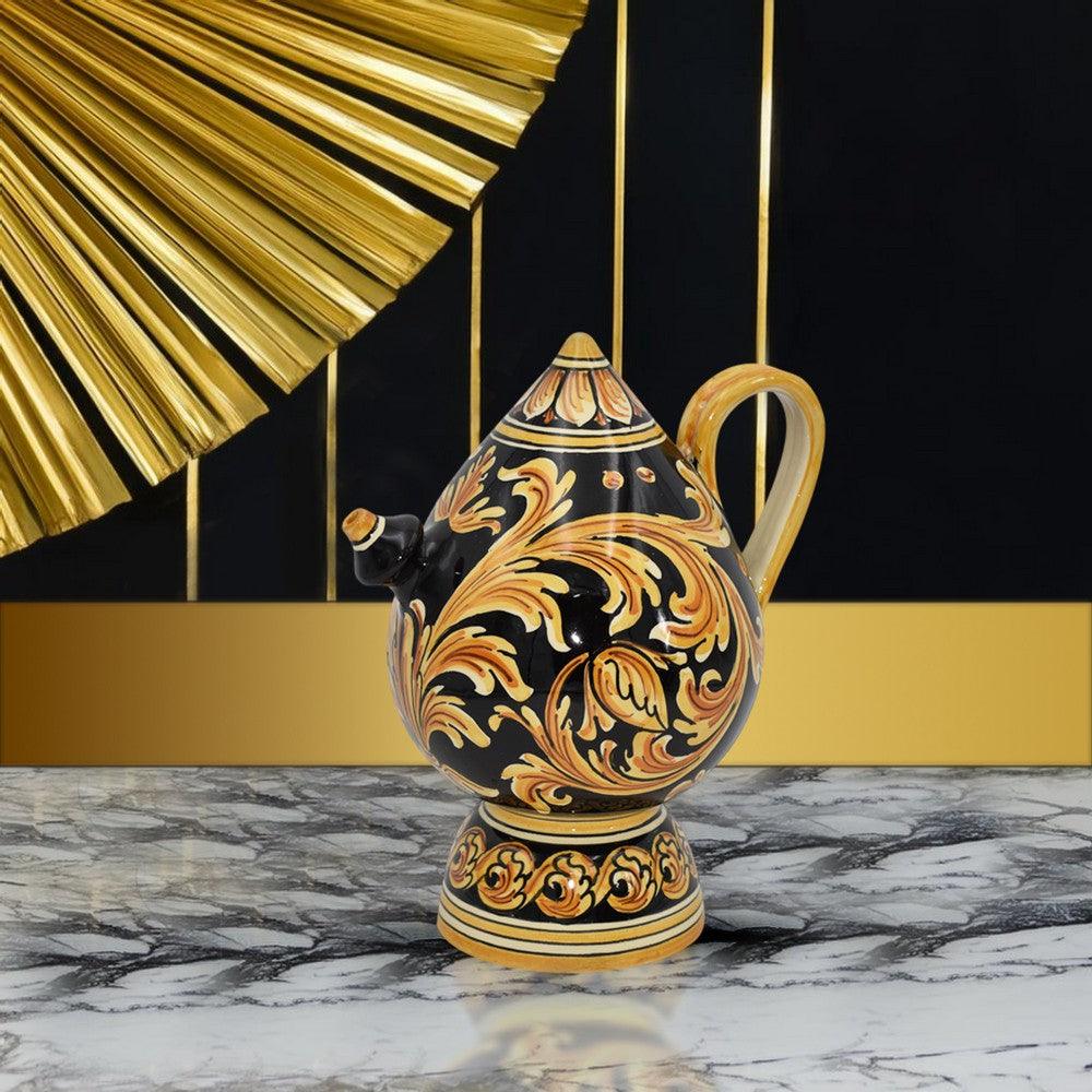 Bummulu Malandrinu h 25 Ornato Fondo Nero in ceramica di Caltagirone - Ceramiche di Caltagirone Sofia